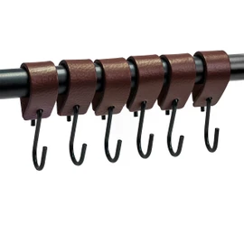 Brute Strength - S Hook with Leather Loop - Brown - 6 x - 12.5 x 2.5 cm - Coat Hooks for Carving Hooks Leather