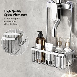 Anhow Shower Shelf for Hanging, Shower Shelf No Drilling Shampoo Shower Basket for Hanging Shower Hanging Bathroom Hanging - Silver