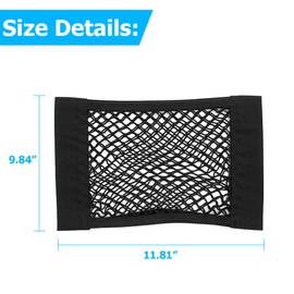LKAHG Car Cargo Mesh Net, Elastic Stretch Vehicle Seat Back Trunk Organizer Pouch Net, Extendable Adhesive 12" x 10" Automotive Storage Mesh Bag, Universal for RV SUV Truck