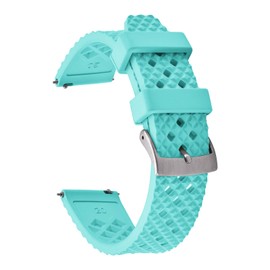 PTFULUOS 20 mm 22 mm Waterproof FKM/FPM Rubber Watch Bands for Men Women,Multiple Holes Adjustable and Breathable Quick Release Sport Replacement Watch Strap (Cyan, 20MM)