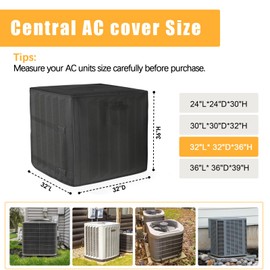 Winter Air Conditioner Covers for Outside Units, 32"W x 32"D x 36"H AC Cover with 3 Layers Insulation, Heavy Duty Air Conditioner Cover for Winter Insulation