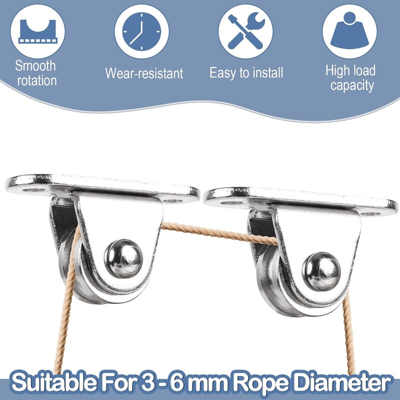 ZcrPrn Washing Line Pulley, Pulley Wheel, 2 Pcs Washing Line