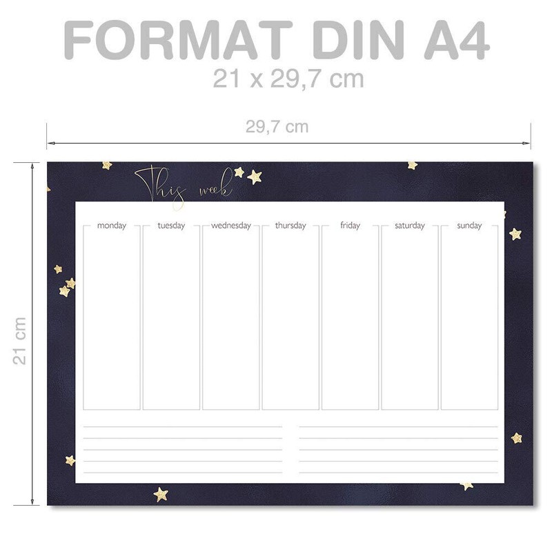 Stars Weekly Planner Pad, DIN A4 Format, 1 Pad