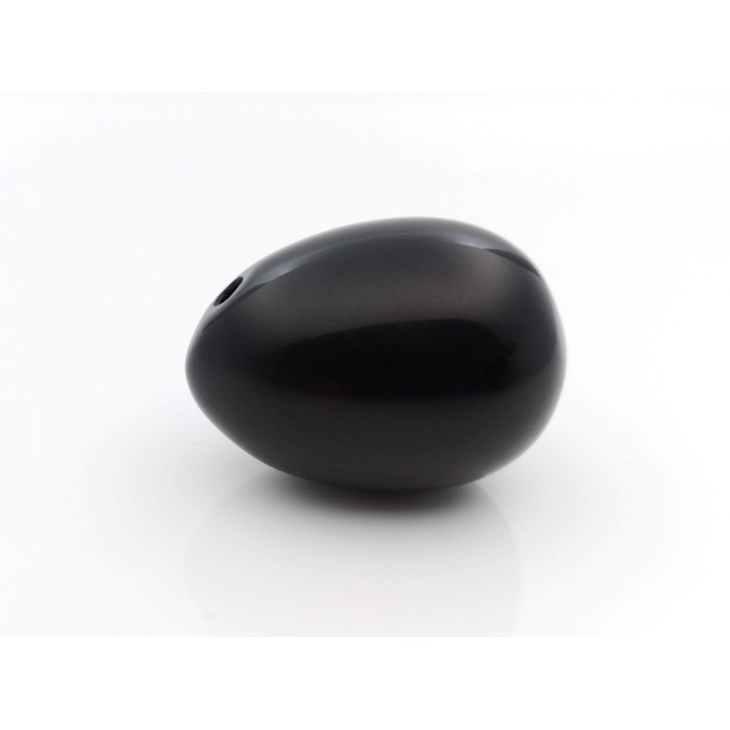 Polar Jade Yoni Egg of Obsidian Gemstone, Drilled, Manually Polished,