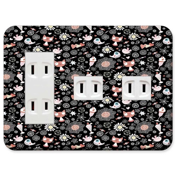Panasonic WN6075W Outlet Plate [3 Rows for 5 Cords, 3 + 1 + 1 Co] Outlet Cover, Switch Plate, Animal Pattern, 100 Design, 001-025 No. 021, Made in Japan