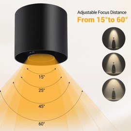 OTeedo 30W Zoomable Ceiling Light Fixture,LED 3 Color Dimmable 4.7" Cylinder Flush Mount Down Lights,20w/10w Power Adjustable Ceiling Lights Spot Light Indoor for Living Room Hallway Kitchen Black