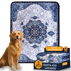 UEBSDVA Paquete de 2 Tapete para Perro,Tapete Entrenador para Perro Súper Absorbente, Tapete Perro Reutilizables para Orinar, Adecuado para Suelos, Sofá, Mascota Parto Almohadilla (45x60CM(2pcs))
