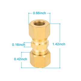 Brass Compression Fitting,5/16-Inch OD Compression Union,Brass Compression Tube Fitting(5/16" Tube OD x 5/16" OD Union Connector)