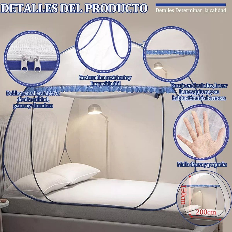 Pabellon mosquitero Mosquitero Pabellon Para Cama Tamaño Reina 200x180cm Azul