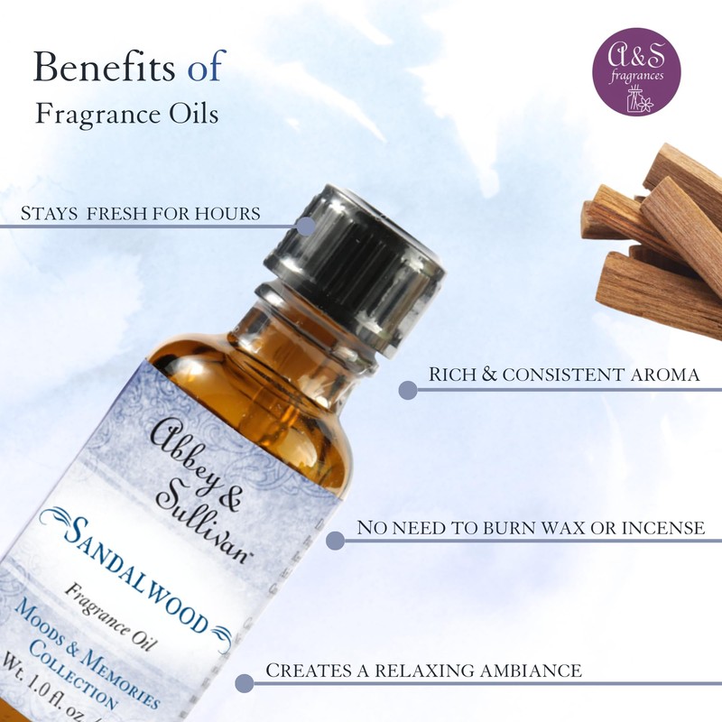 Abbey & Sullivan Fragrance Oil, Sandalwood, 1 oz.