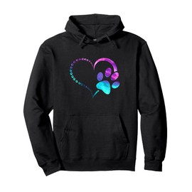 Blue Purple Teal Dog paw print paws heart design dog lovers Pullover Hoodie