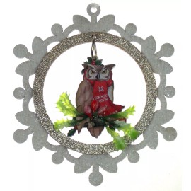 Unbranded Owl Snowflake Ornament 3 Christmas Tree Decorations Gift Holiday Scarf Decor