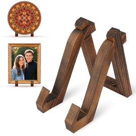 HOTUT Plate Display Stand,6 Inch Wooden Plate Holder for Displaying,Tabletop Picture Stand,Decorative Plates Dish and Tabletop Art for Display Pictures,Photo Frames,Book,Decorative Plates,Plaque