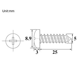 Drenky M5X25 50PCS Phillips Pan Head Screws 304 Stainless Steel Self-Tapping Screws Self-drilling Wood Screws Standard Cross Groove Full Thread Woodworking Fastener (M5X25 50Pcs)