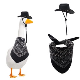 Mayting Western Cowboy Porch Goose Outfits – 23"/17" Lawn Cement Goose Statue Clothes with Cowboy Hat & Bandana Scarf for Summer