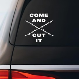 Come and Cut It Barbed Wire Texas Abbott Sticker Decal Notebook Car Laptop 5.5"x5.5" (White)