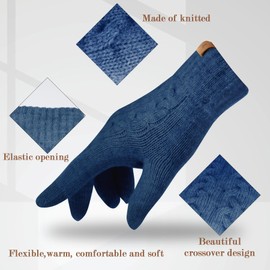 BLURBE Winter Touch Screen Gloves - Thermal Gloves Womens Ladies Thickened Knitted Gloves Mittens Soft Warm Gloves for Women Girls Smartphone Texting Ski Cycling Running Gifts UK