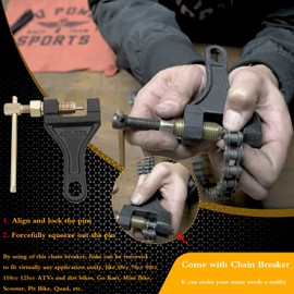 420 Motorcycle Chain 420 Standard Roller Chain 132 Link, 420 Drive Chain for 110 125cc Dirt Pit Bike ATV Quad Go Kart Scooter Mini Bike (with Chain Breaker +0.4" Chain Axle Adjuster)