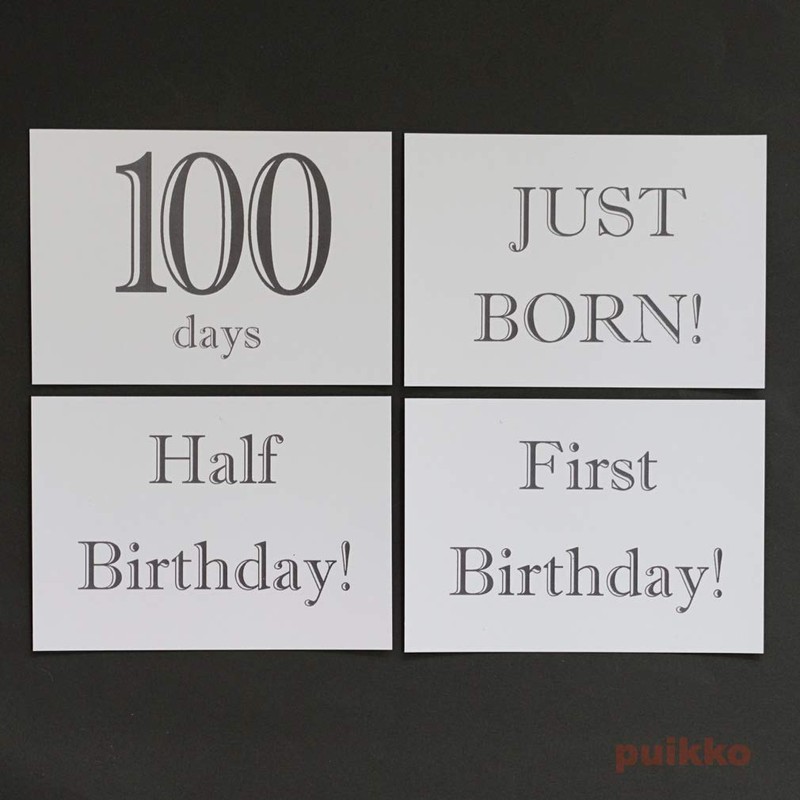 Baby Monthly Card Shadow Monochrome (L-format)