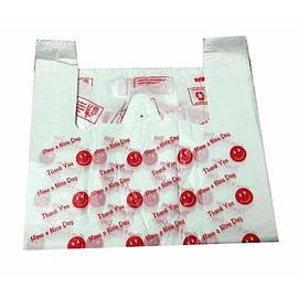 Efforias "Thank You & Have A Nice Day" 11" X 17" X 21" Plastic Carrier Bags Heavy Duty Vest Carrier Bags - Pack of 75