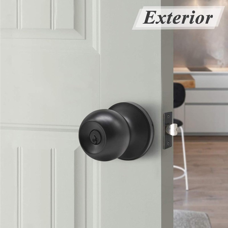 Probrico Keyed Alike Entry Door Knobs with Lock, Interior Exterior