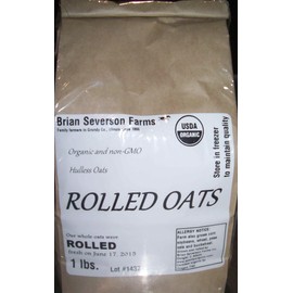 Organic Rolled Oats: Fresh Cold Rolled Raw Hulless Oats, Farmer Direct, non-GMO and organic, Rolled Fresh, 1 lb.