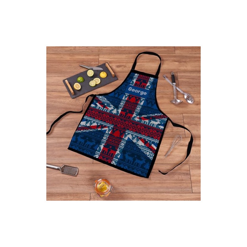 BRITISH MADE GIFTS Christmas Design Cooking Apron, Adult, Union Jack