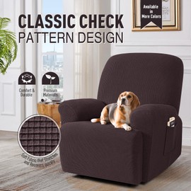 TAOCOCO Stretch Recliner Chair Covers 4 Piece, Chocolate