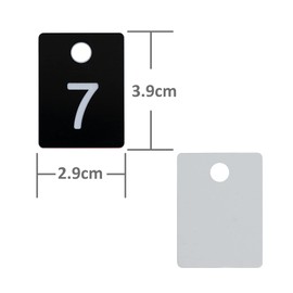 ABS Plastic Numbered Tags Rectangle Key Tags ID Tags Number Disc with Hole (1-100, Black)