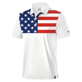 Herberton Men's Flag Polo Shirts July 4th American Color Block Print Shirt Merica 1776 Parade Patriotic Elastic Comfortable Classic 3 Button Collar Regular Fit Moisture Wicking Polos White XXL