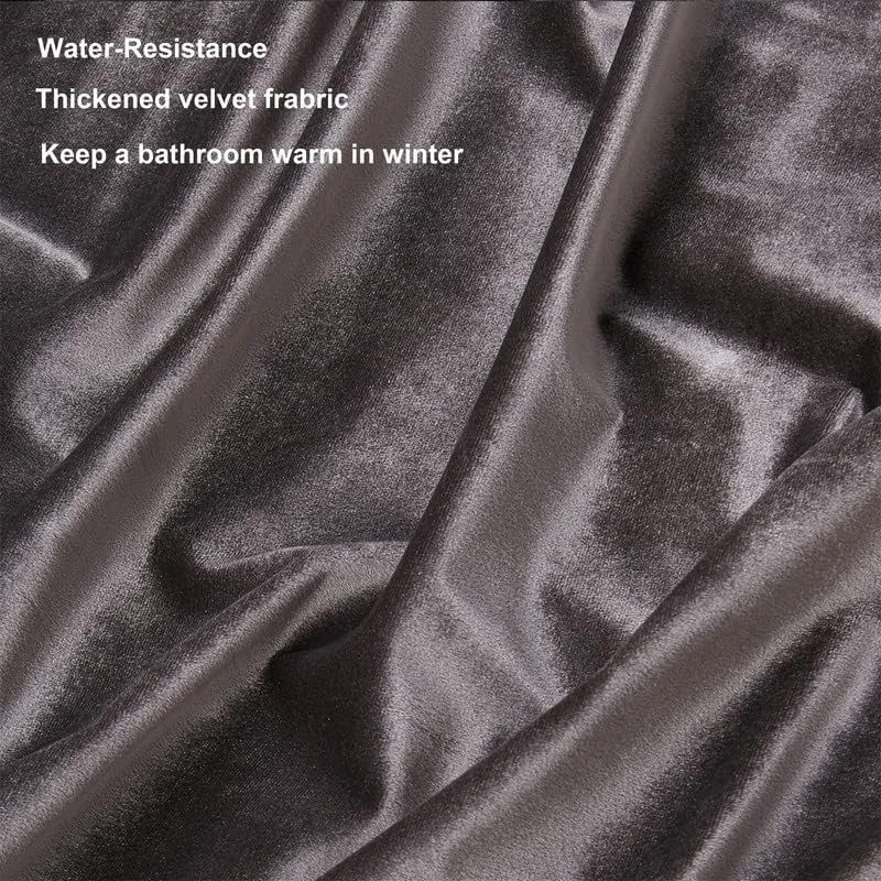 HYAWGE Velvet Dark Grey Shower Curtains for Bathroom,260 GSM Heavy