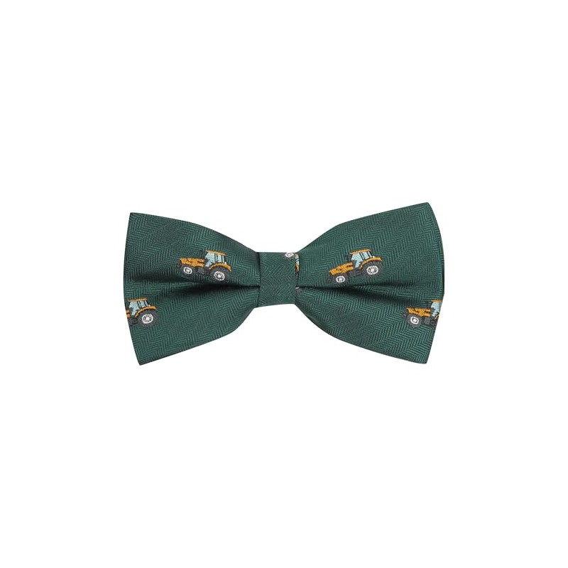 King & Priory Dark Green Herringbone Embroidered Tractor Bow Tie