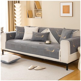 NUODWELL Soft Chenille Sofa Cover 1 2 3 4 Seater, Non-Slip Couch Covers Corner Sofa Slipcover, Thick Sofa Cushion Covers Furniture Protector (Dark grey, 90 * 90cm)