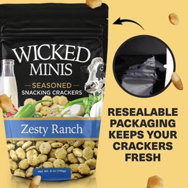 Wicked Minis Soup & Oyster Crackers - Saltine Soup Crackers Salted Flavored Mini Puffed Savory Snacking Mix, Salad Toppers, Seasoned Croutons for Chili 6oz (Zesty Ranch Pack of 3)