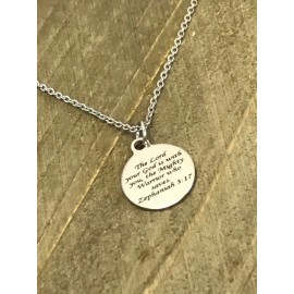 JKCE Designs Scripture Jewelry, Zeph 3 17 Bible Verse Necklace, The Lord Is With You Necklace