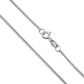 Aka Gioielli® - 925 Sterling Silver Rhodium-Plated Curb Chain 1.3 mm - Women's Necklace Lengths: 35 40 45 50 55 60 65 70 80 cm, Sterling Silver, No Gemstone