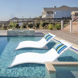 Enipate Outdoor Pillow for Chaise Lounge Chair Pack of 2 Water Resistant Headrest Lumbar Pillows with Adjustable Elastic Strap Removable Machine Washable for Pool Patio Beach Chair Garden Furniture