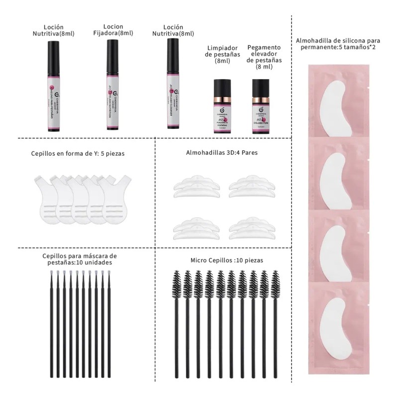 Kit Para Planchado De Ceja+lash Lifting 2 En 1 Cherimoya