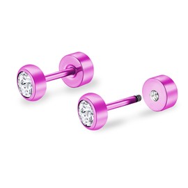 ZDE Titanium Women Flatback Earrings for Women Crystal Pink Stud Earrings Flat Back Earrings Hypoallergenic Cartilage Earring Helix Tragus Conch Piercing (Crystal-Pink, 3MM)