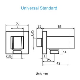Chrome Hose Connection with Shower Holder, Keymark Brass Square Wall Connection Elbow 1/2 Inch, Shower Connection Elbow with Holder, Sand Connection, Wall Connection Shower for Hand Shower