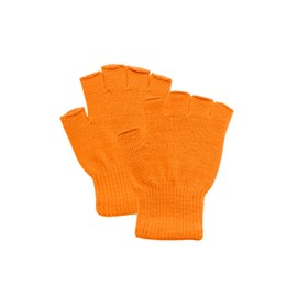 DOOVID Fingerless Gloves Winter Knit Warm Gloves for Women Men Stretch Mittens Half Finger Gloves Orange