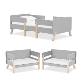 Dream On Me Osko Convertible Toddler Bed Made with Sustainable New Zealand Pinewood in Grey, JPMA & Greenguard Gold Certified, Non-Toxic Finish