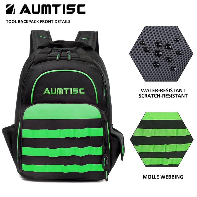 AUMTISC Tool Bag Backpack for Men, Heavy-Duty Tools Storage Organizer