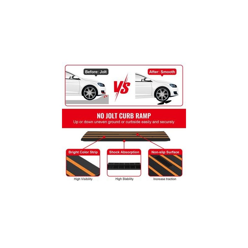 Happybuy Curb Ramp, 2.6" Rise Rubber Driveway Ramp, Heavy-Duty 33,069