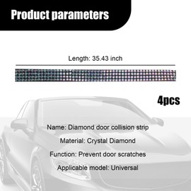 Fogfar 4 PCS Bling Car Door Edge Anti-Scratch Sticker, Diamond Encrusted Protective Stickers, Bumper Protector, Side Door Crash Strip Sticker (Black)