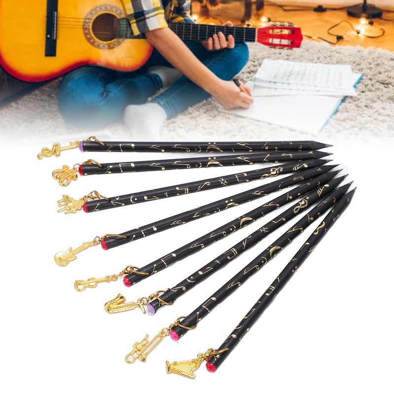 8Pcs Music Pencil Musical Note Stationery Set Kit with Pendant