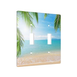 Seascape Ocean Beach Light Switch Cover Decorative 2 Gang Wall Plate Double Toggle Wallplate Switchplate Decor Lightswitch Faceplate Standard Size