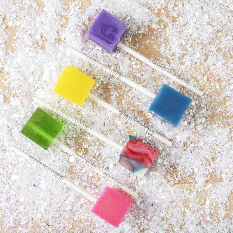 Hard Candy Cube Lollipop Suckers: Individually Wrapped Flavored Sucker Pack