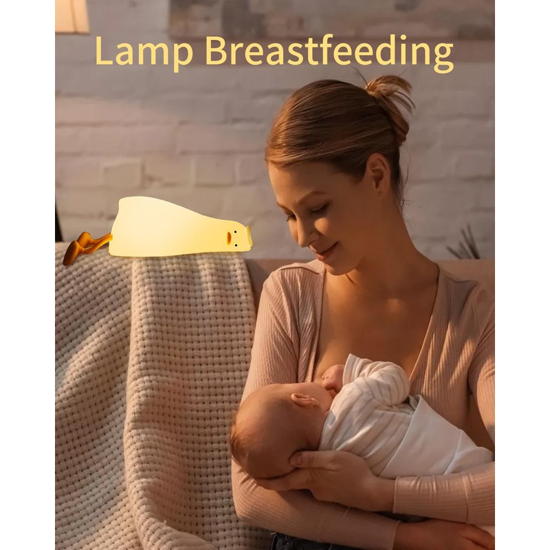 BemeedLigt Lying Flat Duck Night Light, Cute Silicone Duck Lamp,