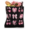 Pink Bow Cherry square Cute Valentine Pink Bow Tote Bag